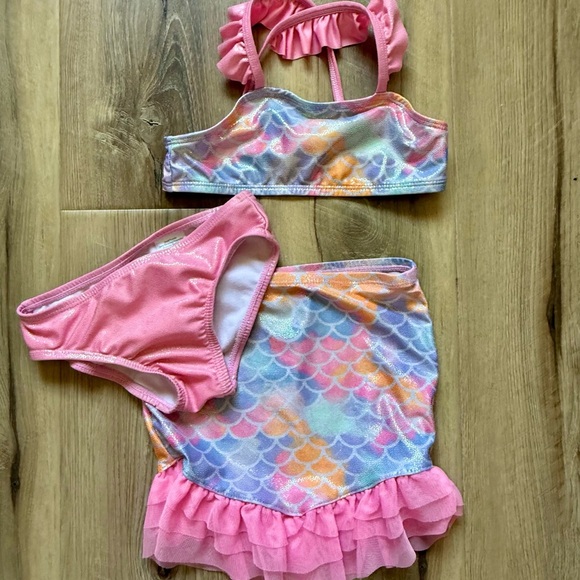 wonder nation Other - Wonder Nation Pink and Multicolor Kids Swim Bikini 3-pc Set